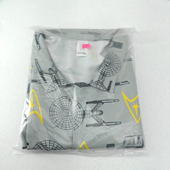 Star Trek Shirt Mens XXXL 3XL Gray USS Enterprise All Over Print Hawaiian Camp - Picture 14 of 15